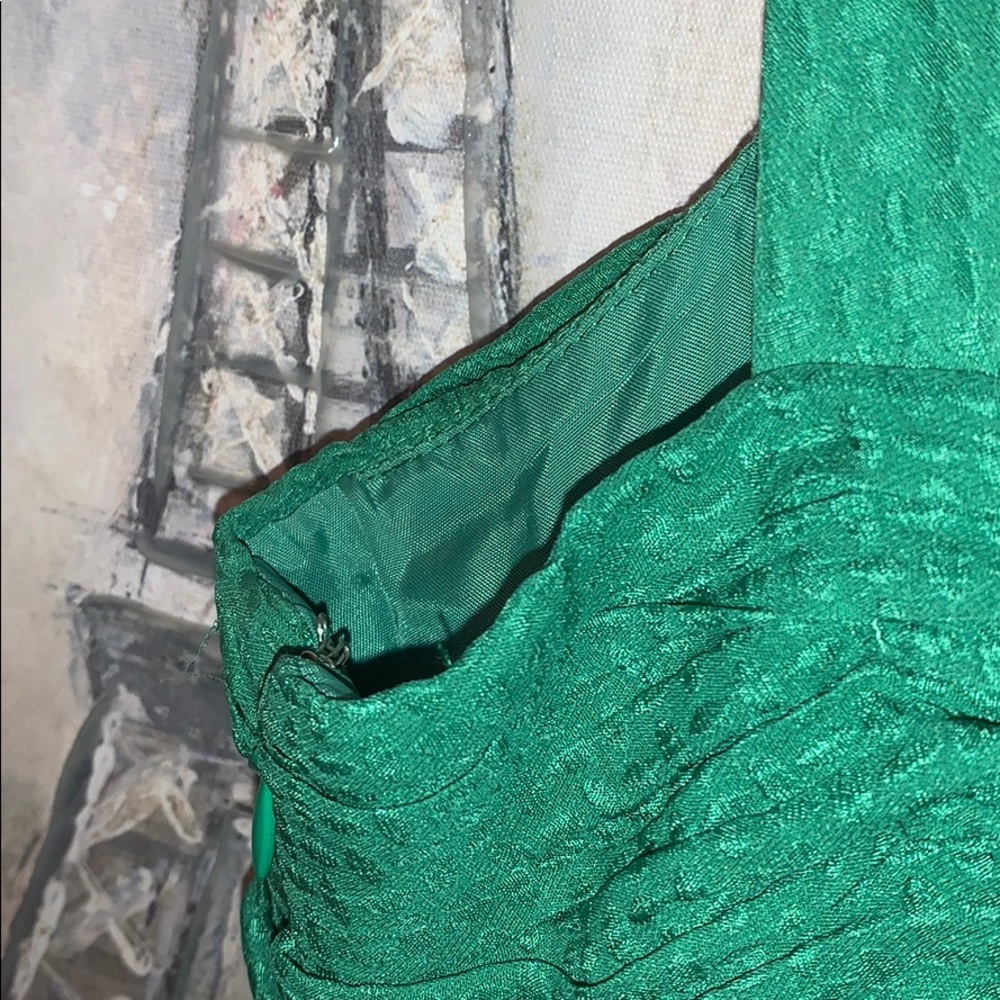 Anthropolog Frock By Tracy Reese Silk Jade Green One Shoulder Mini Dress Sz2 Euc View 6